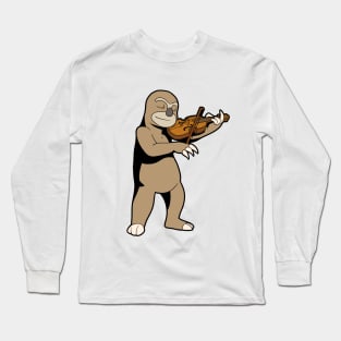 Cartoon sloth playing the violin Long Sleeve T-Shirt